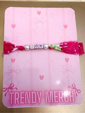 HANDMADE JOY Beaded Pink Fabric Friendship Bracelet